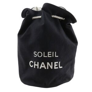 Chanel Mini Pool Bag Shoulder Logo Cotton Black A4 for Women